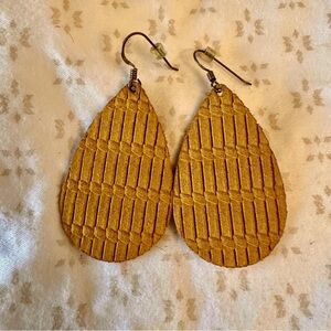 EUC Textured Leather Teardrop Earrings